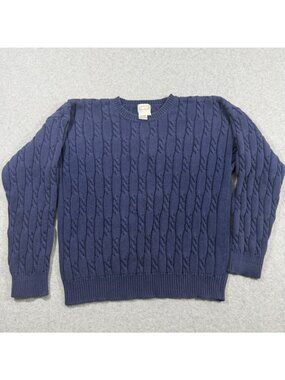Hastings & Smith Cable Knit Sweater Blue 100% Cotton Women’s Size L